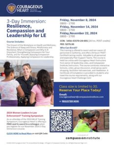 2024 WLLE Symposium Flyer for 3-Day Immersion Training (Women Leaders in Law Enforcement)